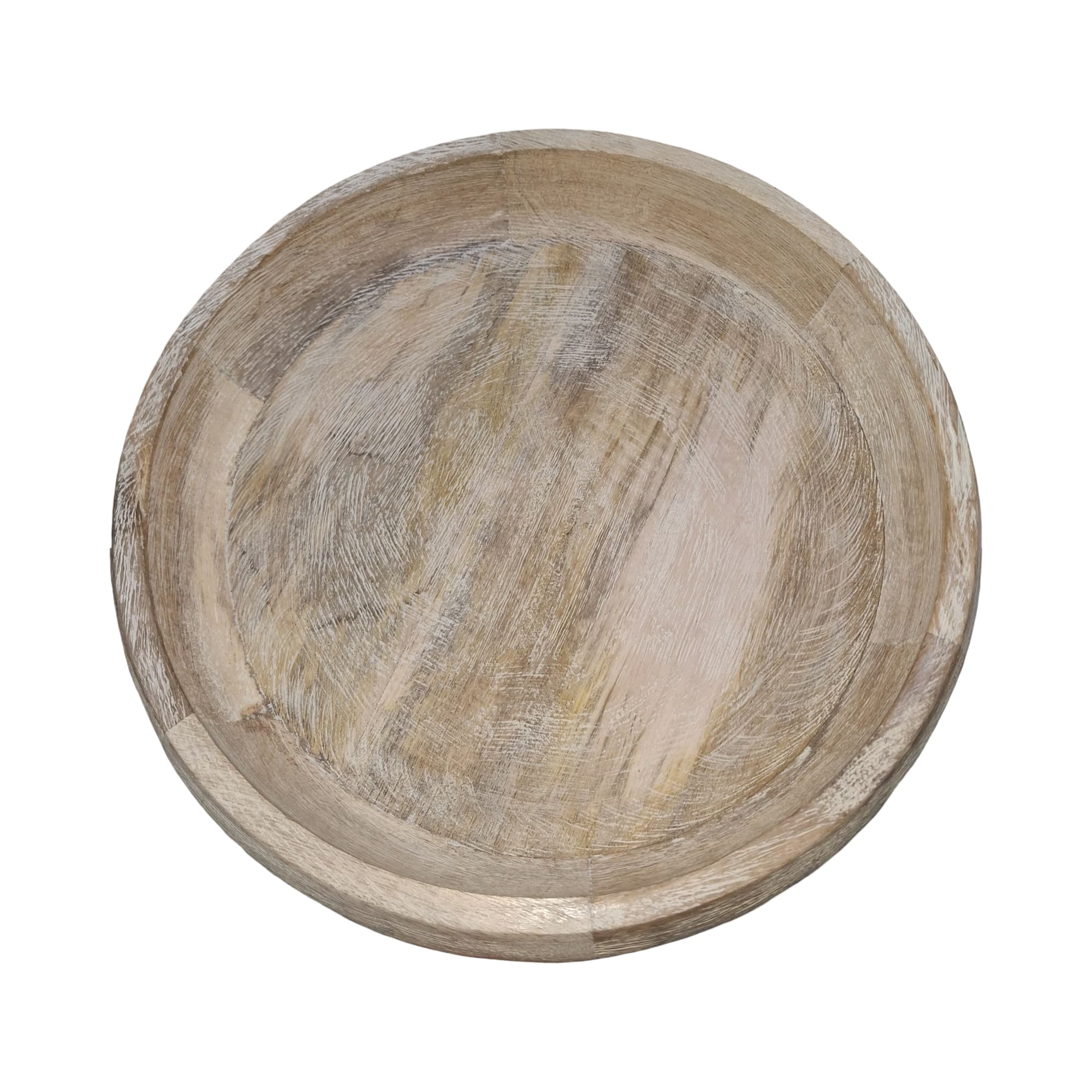 12" Whitewashed Shallow Decorative Wood Bowl by Ashland®
